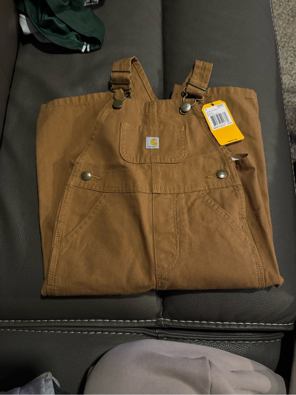 Carhartt Brown Workoveralls with Yellow Tag